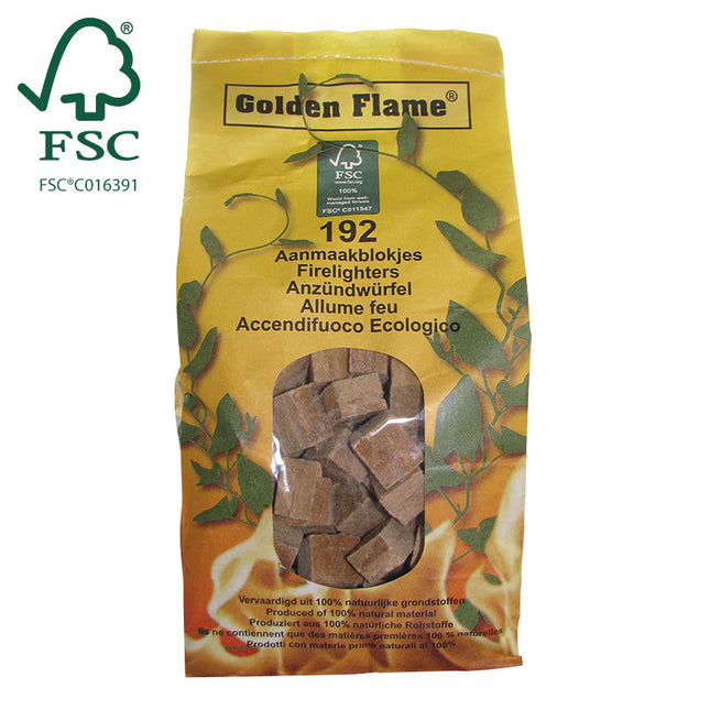 Golden Flame Bruine aanmaakblokjes, 192 blokjes per zakje FSC®