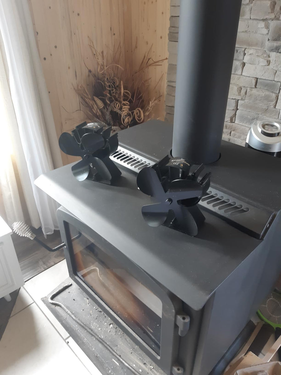 VODA Kachelventilator 4 Bladen - Warmte-aangedreven - Zwart